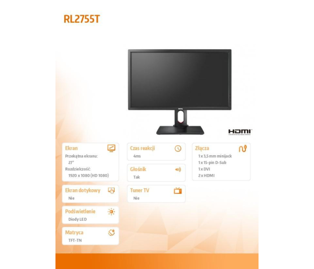 BenQ ZOWIE RL2755T czarny - 346130 - zdjęcie 9